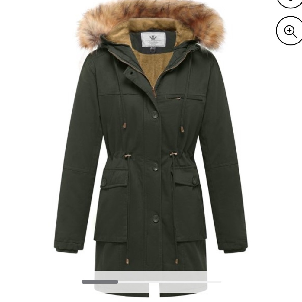 Women's Winter Long Parka Jacket Warm Sherpa Lined Coat in Army Green